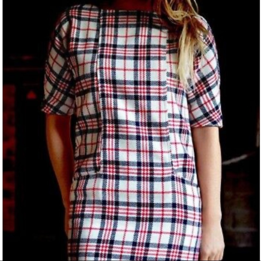Zara wool blend check dress